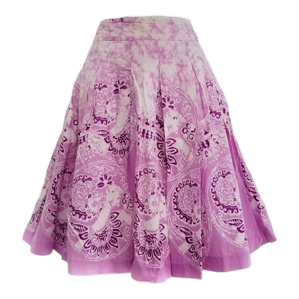 Lavender and Purple Print Mid length Full Cotton Skirt ( 3 For $20 Item)